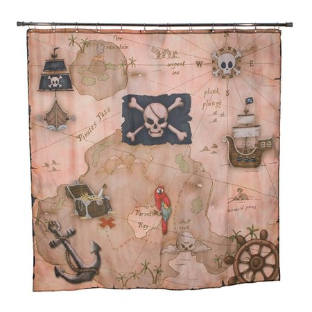 BORDERS UNLIMITED Pirates Treasure - Map Shower Curtain BO38506